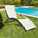 Folding Patio Rattan Portable Lounge Chair Chaise with Cushion/Beige - Cool Stuff & Accessories