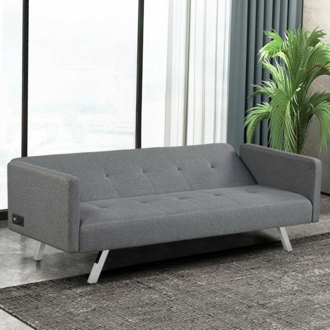 Convertible Futon Sofa Bed/Grey