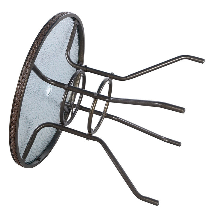 Patio Steel Round Table with Umbrella Holes for Outdoor - Cool Stuff & Accessories
