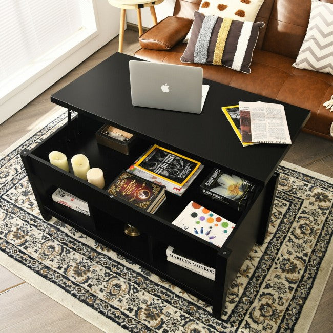 Lift Top Coffee Table with Hidden Storage Compartment/Black