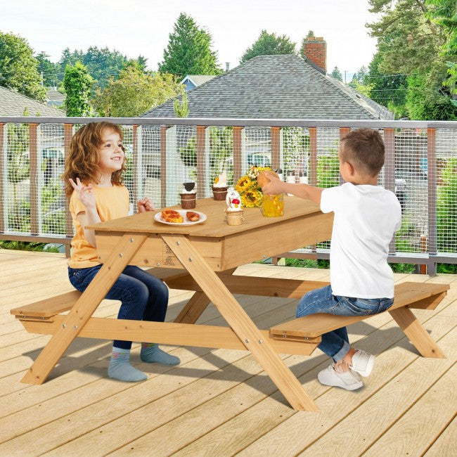 3 in 1 Kids Picnic Table Outdoor/Brown