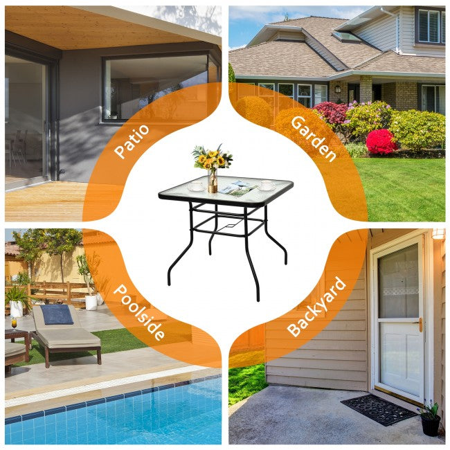 32 Inch Patio Frame Square Table/ Black