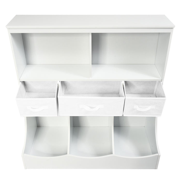 Freestanding Combo Cubby Bin Storage Organizer Unit W/3 Baskets/ White - Cool Stuff & Accessories