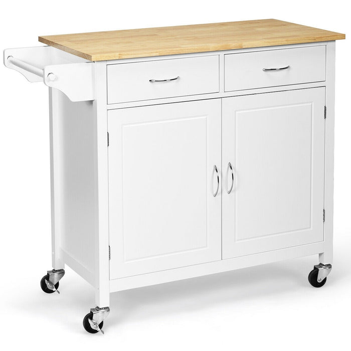 Modern Rolling Kitchen Cart Island with Wooden Top/ White - Cool Stuff & Accessories