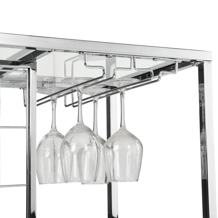 3 Tier Kitchen Trolley with Tempered Glass Shelves/ Chrome