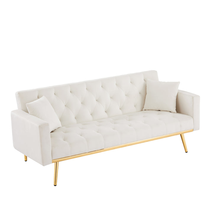 Convertible Folding Futon Sofa Bed/ Cream