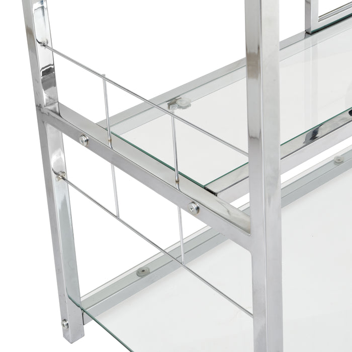 3 Tier Kitchen Trolley with Tempered Glass Shelves/ Chrome