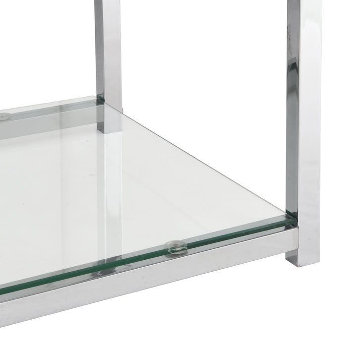 3 Tier Kitchen Trolley with Tempered Glass Shelves/ Chrome