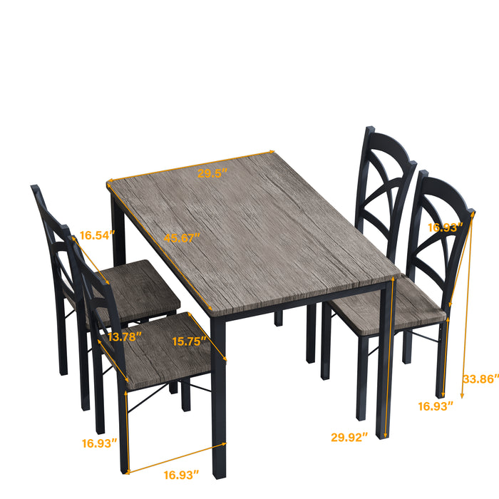 5 Piece Dining Table Set/ Brown Gray
