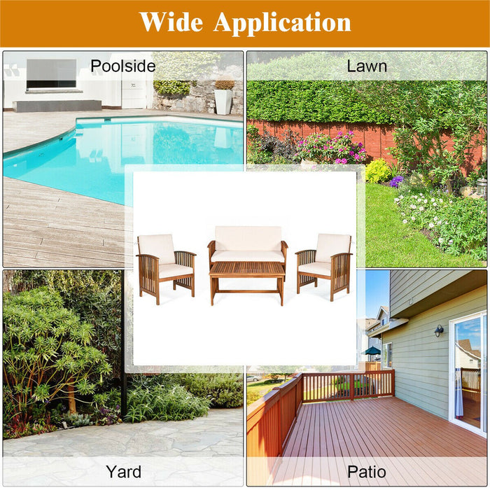 4PCS Patio Solid Wood Furniture Set - Cool Stuff & Accessories