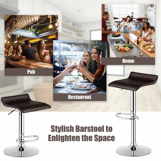 PU Leather Backless Bar Stools Set Of 2/Coffee