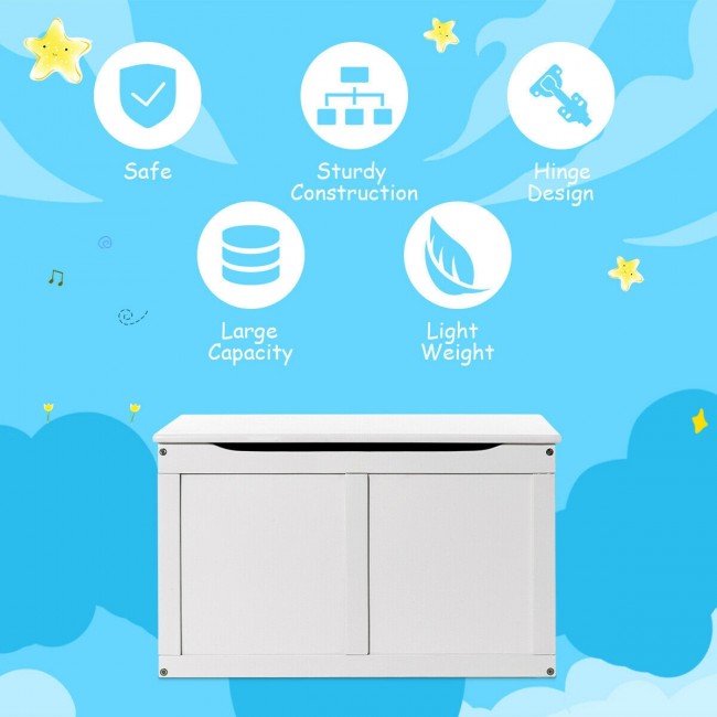 Wooden Chest Organizer Toy Storage Box/White