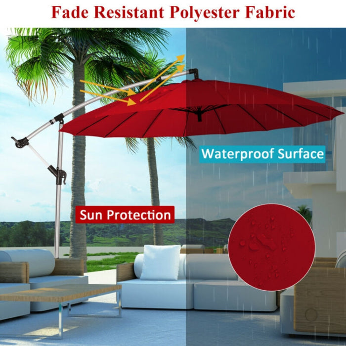 10 Feet Patio Offset Umbrella/Dark Red