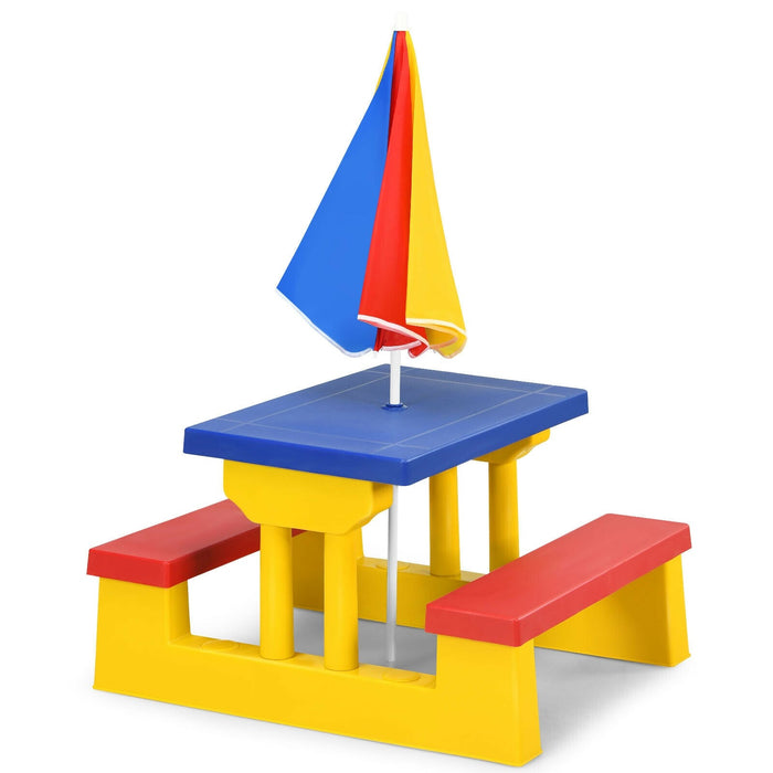 Kids Picnic Folding Table and Bench with Umbrella/ Yellow - Cool Stuff & Accessories