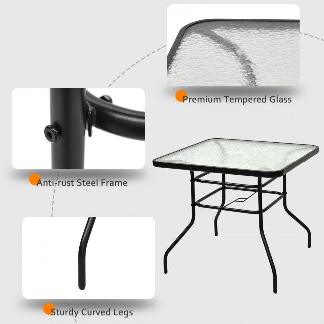32 Inch Patio Frame Square Table/ Black