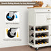 Kitchen Cart with Rubber Wood Top 3 Tier Wine Racks 2 Cabinets/White - Cool Stuff & Accessories