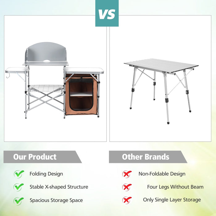 Foldable Outdoor BBQ Grilling Table With Windscreen Bag - Cool Stuff & Accessories
