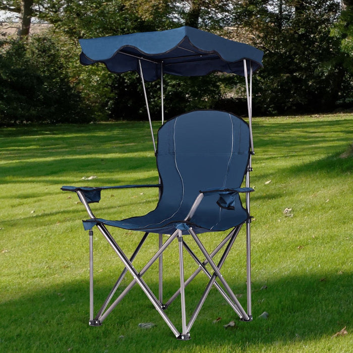 Portable Folding Beach Canopy Chair with Cup Holders/ Blue - Cool Stuff & Accessories