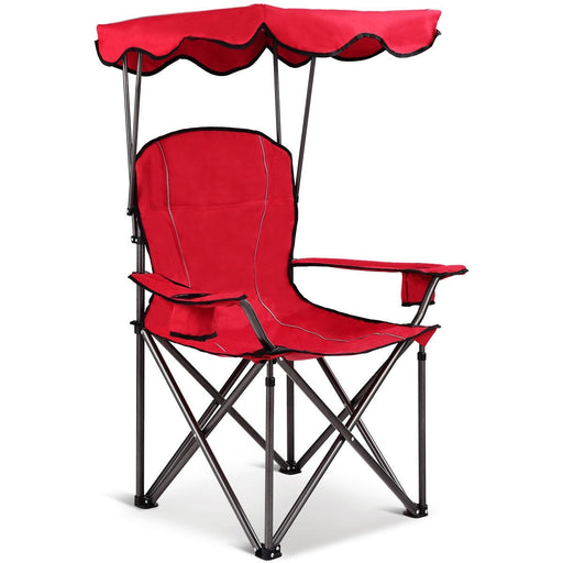 Portable Folding Beach Canopy Chair with Cup Holders/ Red - Cool Stuff & Accessories