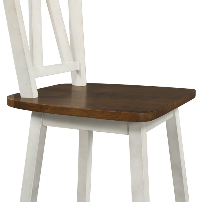 Farmhouse 3 Piece Counter Height Dining Table Set/ Walnut/ White