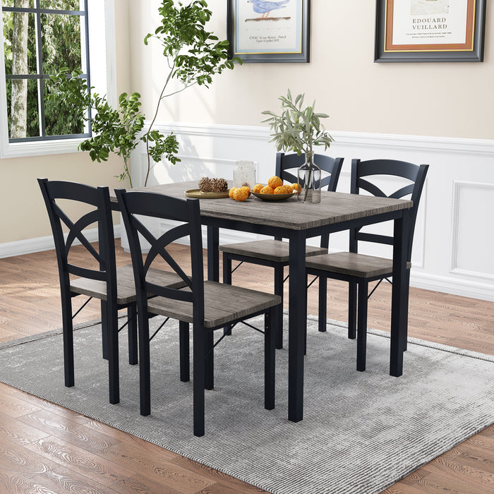 5 Piece Dining Table Set/ Brown Gray