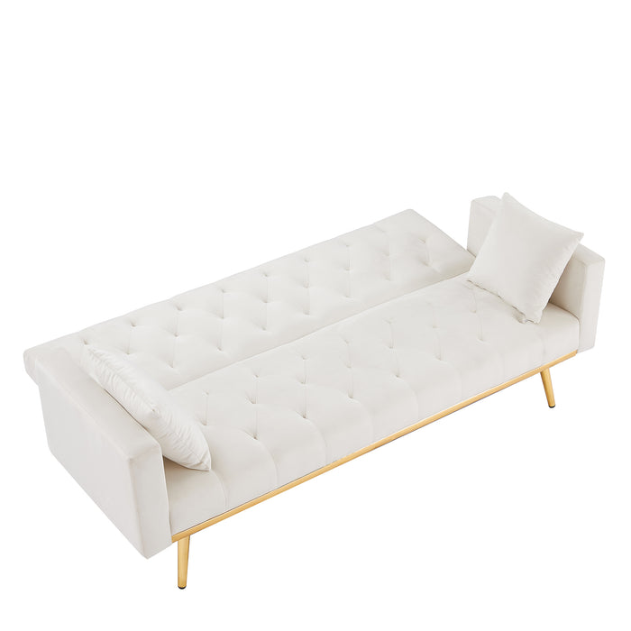 Convertible Folding Futon Sofa Bed/ Cream
