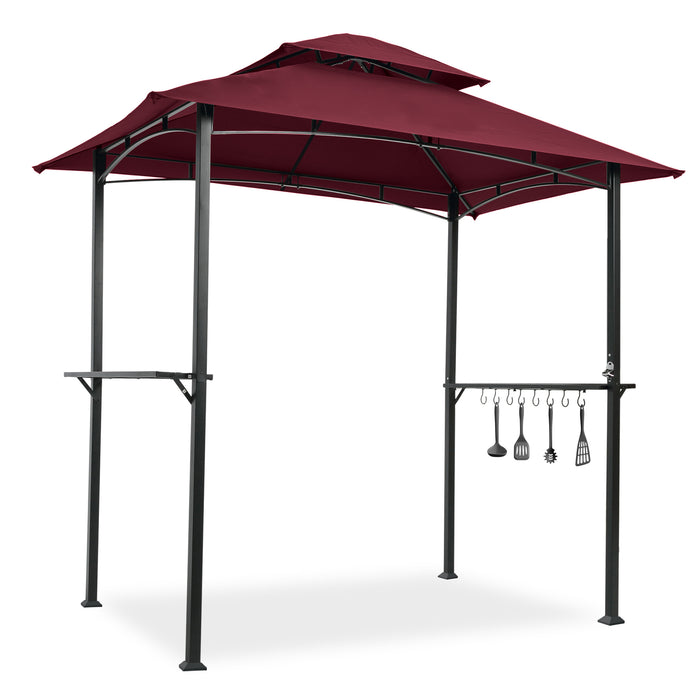 Outdoor Grill Gazebo 8 x 5 Ft, Shelter Tent Burgundy