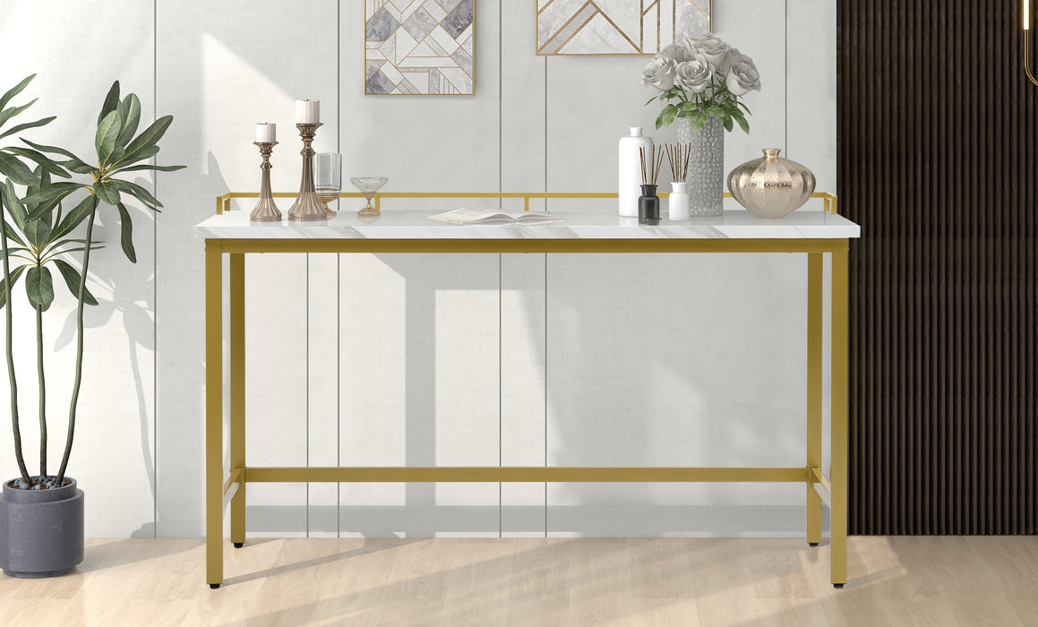 Modern 4 Piece Counter Height Extra Long Console Dining Table Set/ White/ Gold