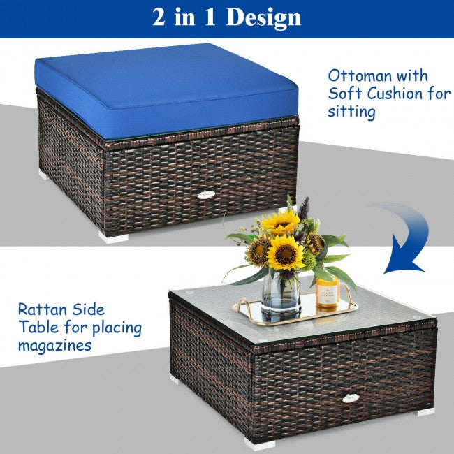6 Pcs Patio Rattan Sectional Cushion Furniture Set