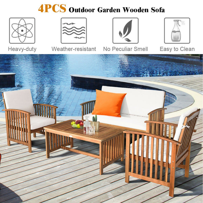 4PCS Patio Solid Wood Furniture Set - Cool Stuff & Accessories
