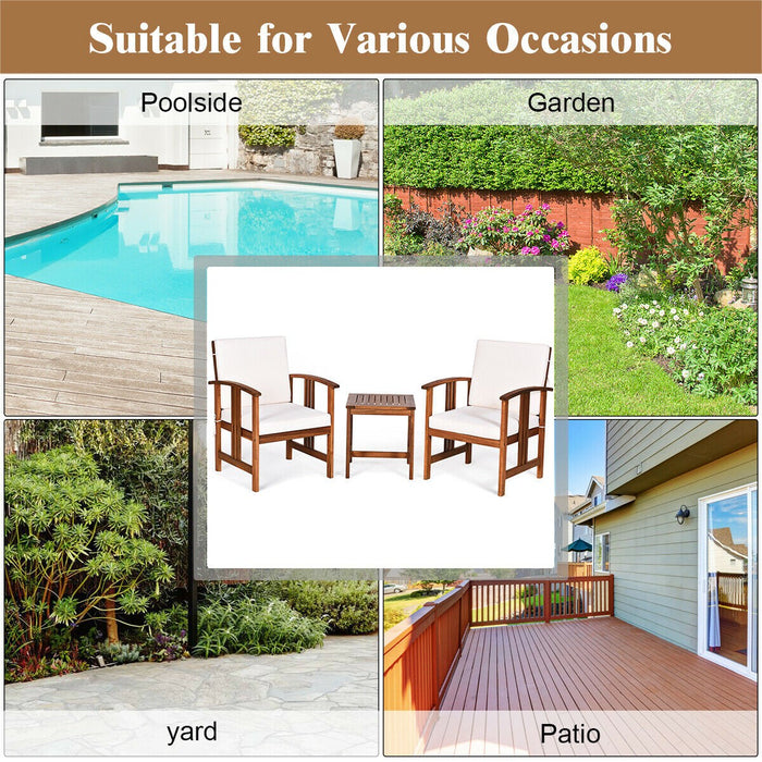 3PC Solid Wood Outdoor Patio Sofa Furniture Set - Cool Stuff & Accessories