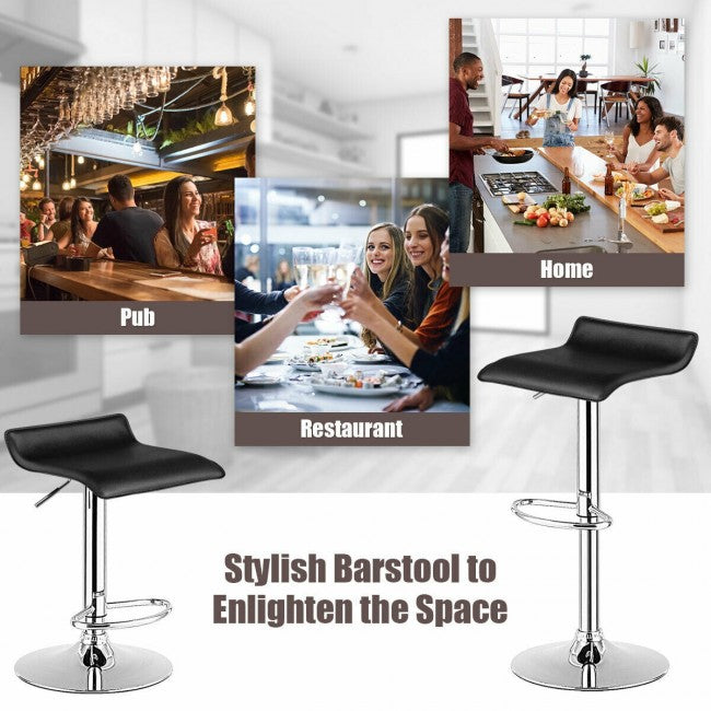 PU Leather Backless Bar Stools Set Of 2/Black