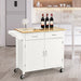 Modern Rolling Kitchen Cart Island with Wooden Top/ White - Cool Stuff & Accessories