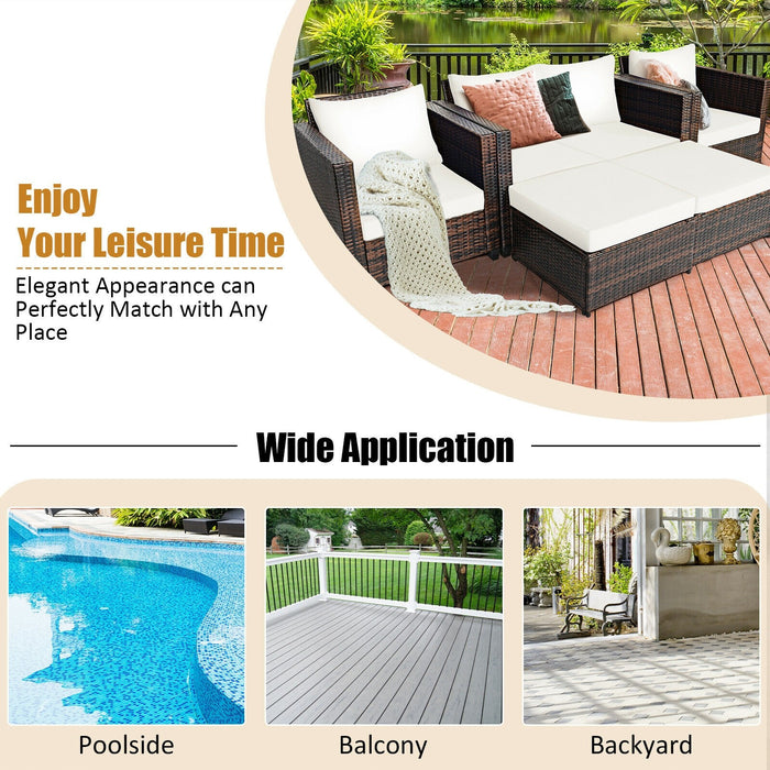 5 Pcs Patio Cushioned Rattan Furniture Set - Cool Stuff & Accessories
