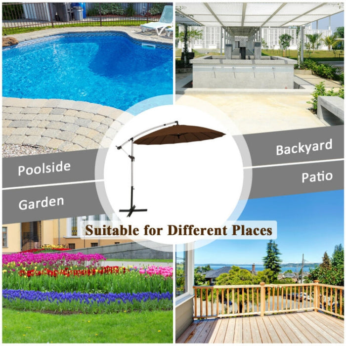 10 Feet Patio Offset Umbrella/Tan