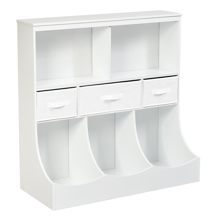 Freestanding Combo Cubby Bin Storage Organizer Unit W/3 Baskets/ White - Cool Stuff & Accessories