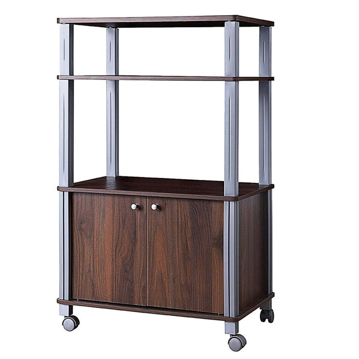 Multifunctional Rolling Kitchen With 2 Tier Shelf and Cabinet