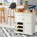 Kitchen Cart with Rubber Wood Top 3 Tier Wine Racks 2 Cabinets/White - Cool Stuff & Accessories