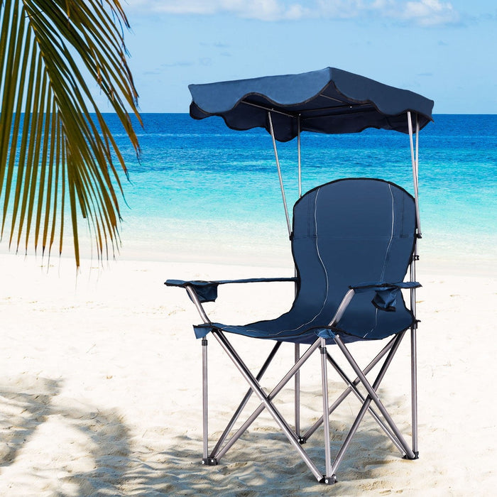 Portable Folding Beach Canopy Chair with Cup Holders/ Blue - Cool Stuff & Accessories