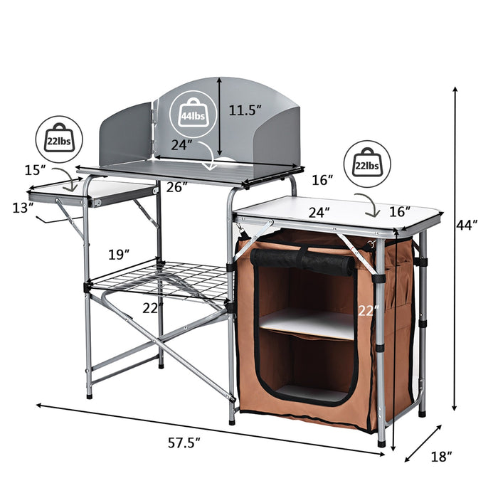 Foldable Outdoor BBQ Grilling Table With Windscreen Bag - Cool Stuff & Accessories
