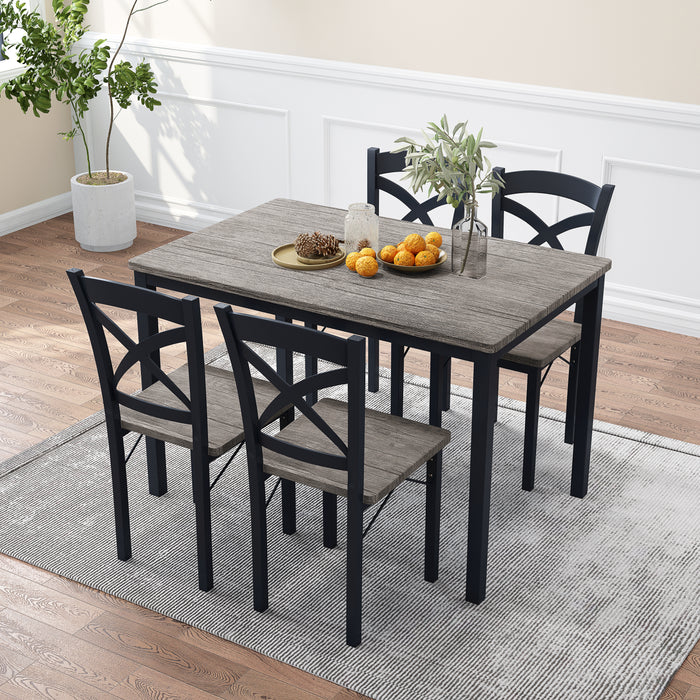 5 Piece Dining Table Set/ Brown Gray