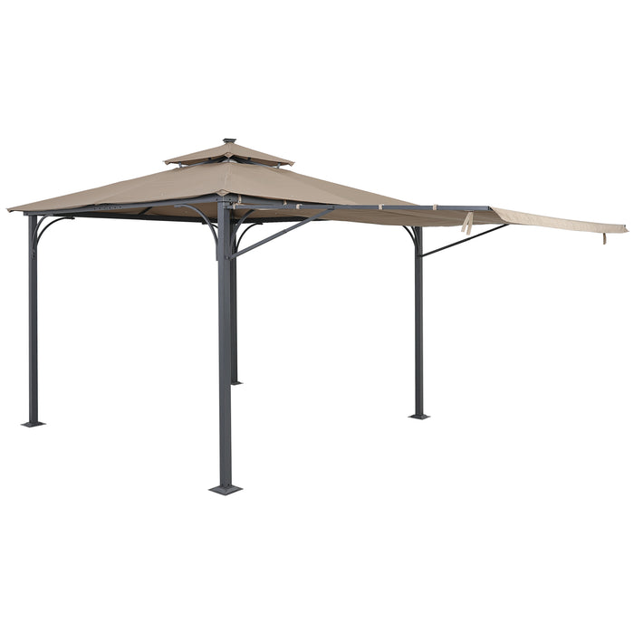 Patio 9. 8ft.L x 9. 8ft.W Gazebo with Extended Side Shed, Brown