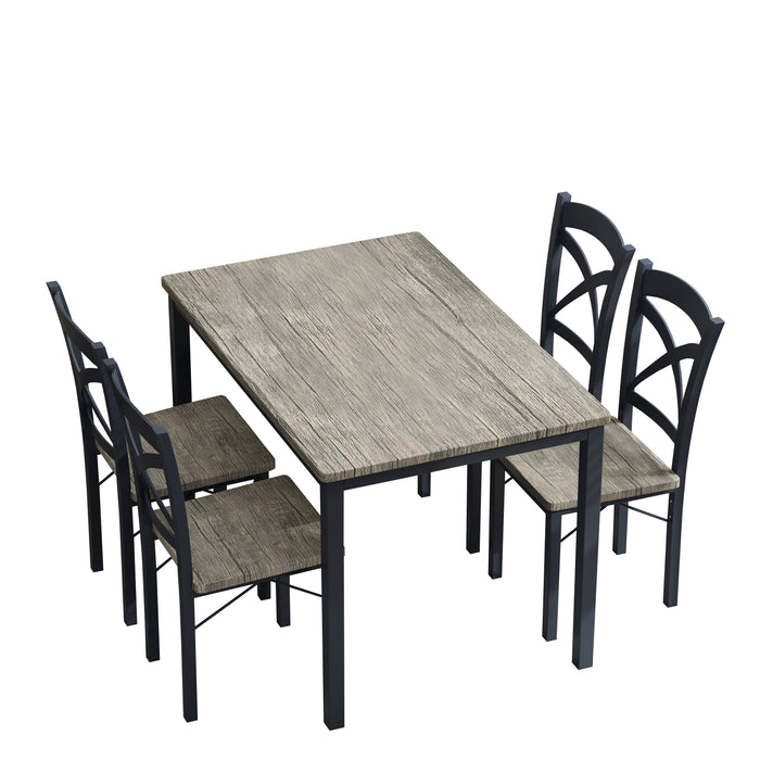 5 Piece Dining Table Set/ Brown Gray