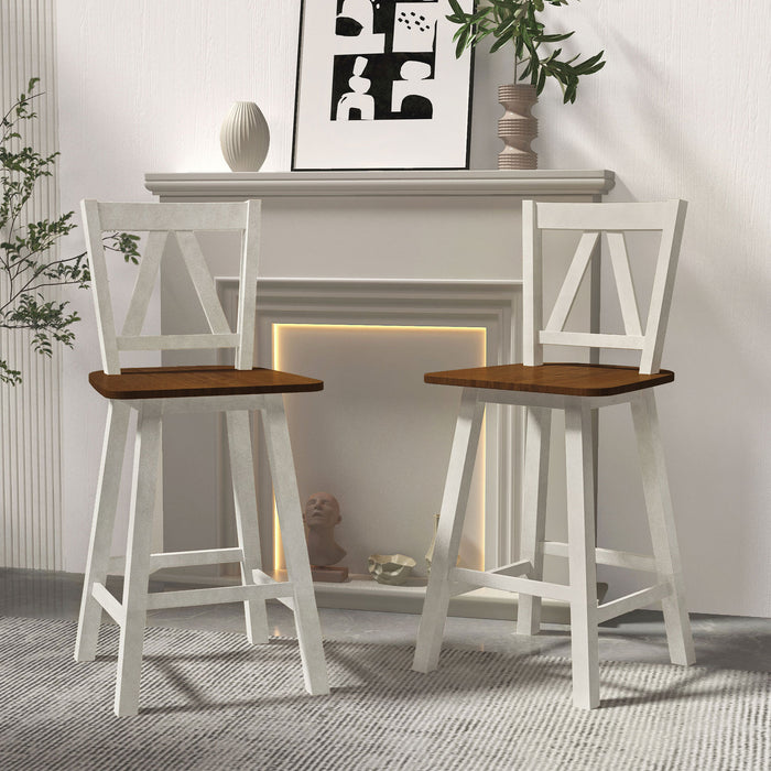 Farmhouse 3 Piece Counter Height Dining Table Set/ Walnut/ White