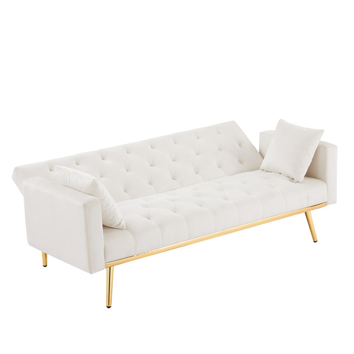 Convertible Folding Futon Sofa Bed/ Cream