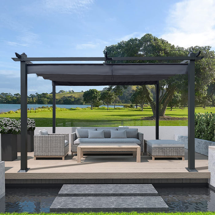 13 x 10 Ft Outdoor Pergola With Canopy/Gray
