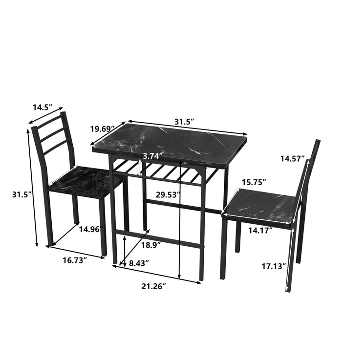 Modern 3 Piece Dining Table Set