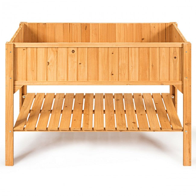 Wooden Elevated Planter Box Shelf