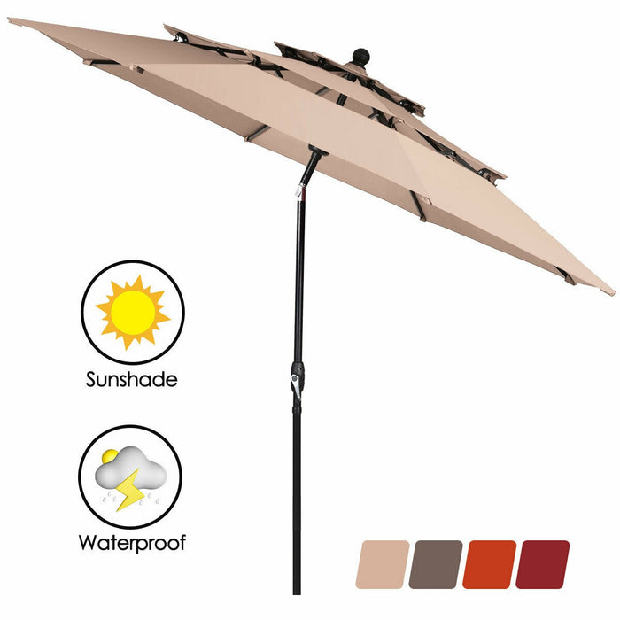 10ft 3 Tier Outdoor Patio Umbrella with Double Vented - Cool Stuff & Accessories