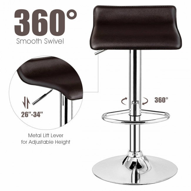 PU Leather Backless Bar Stools Set Of 2/Coffee